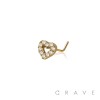 CZ HEART 316L SURGICAL STEEL L-SHAPE NOSE RING